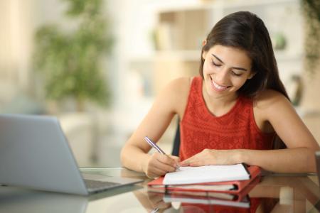 student writing