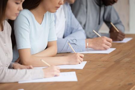student writing
