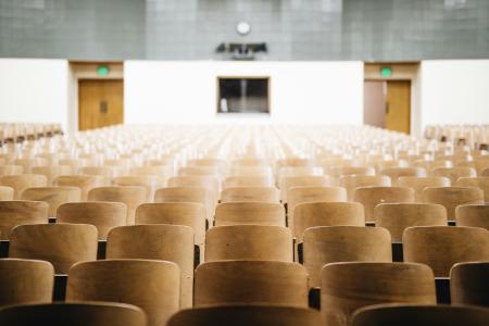 Open auditorium viewed from the stage.