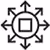 Icon for Accountable: Box Inside a Circle with Eight Arrows Pointing Out To All Directions