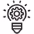 Icon for Innovative: A Gear Inside a Lightbulb Emitting Light Rays 