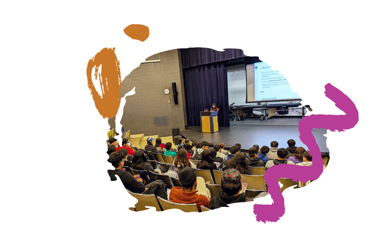 Speaker at a podium presenting to an audience