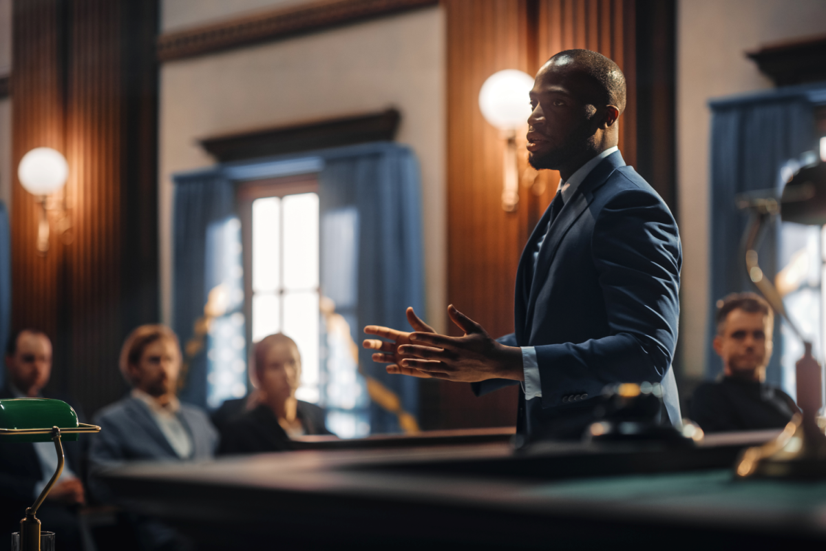 Man presenting in court