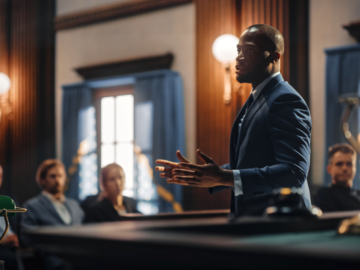 Man presenting in court